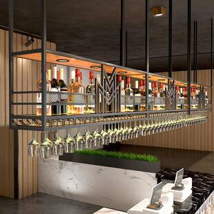 酒吧吧台展示吊架酒架吊柜置物架悬挂酒杯架吊挂酒柜工业风酒架子