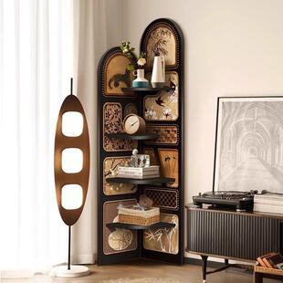 装饰架边柜子三角柜中装饰置物柜古风转角柜高级客厅沙发感搁板