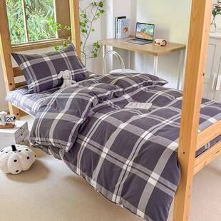 100全棉水洗棉床盖三件套纯棉学生宿舍被套床单0.9m床上用品套件3