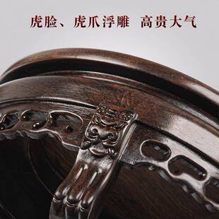 黑檀木圆形底座盆花瓶奇石盆景木酒缸坛佛托像加高实F9698967底花