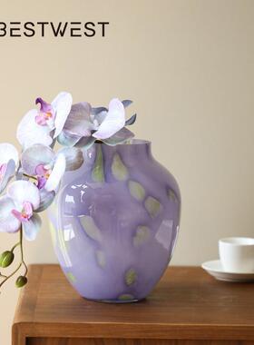 紫色璃摆件客厅插花居花家装饰复古瓶大肚水养CH2024/3鲜玻花创意