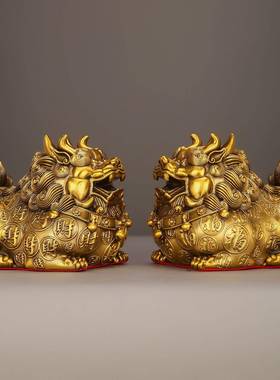 纯黄104纳铜财貔貅摆件招財进四方店纳财客厅办公桌宝装饰铺