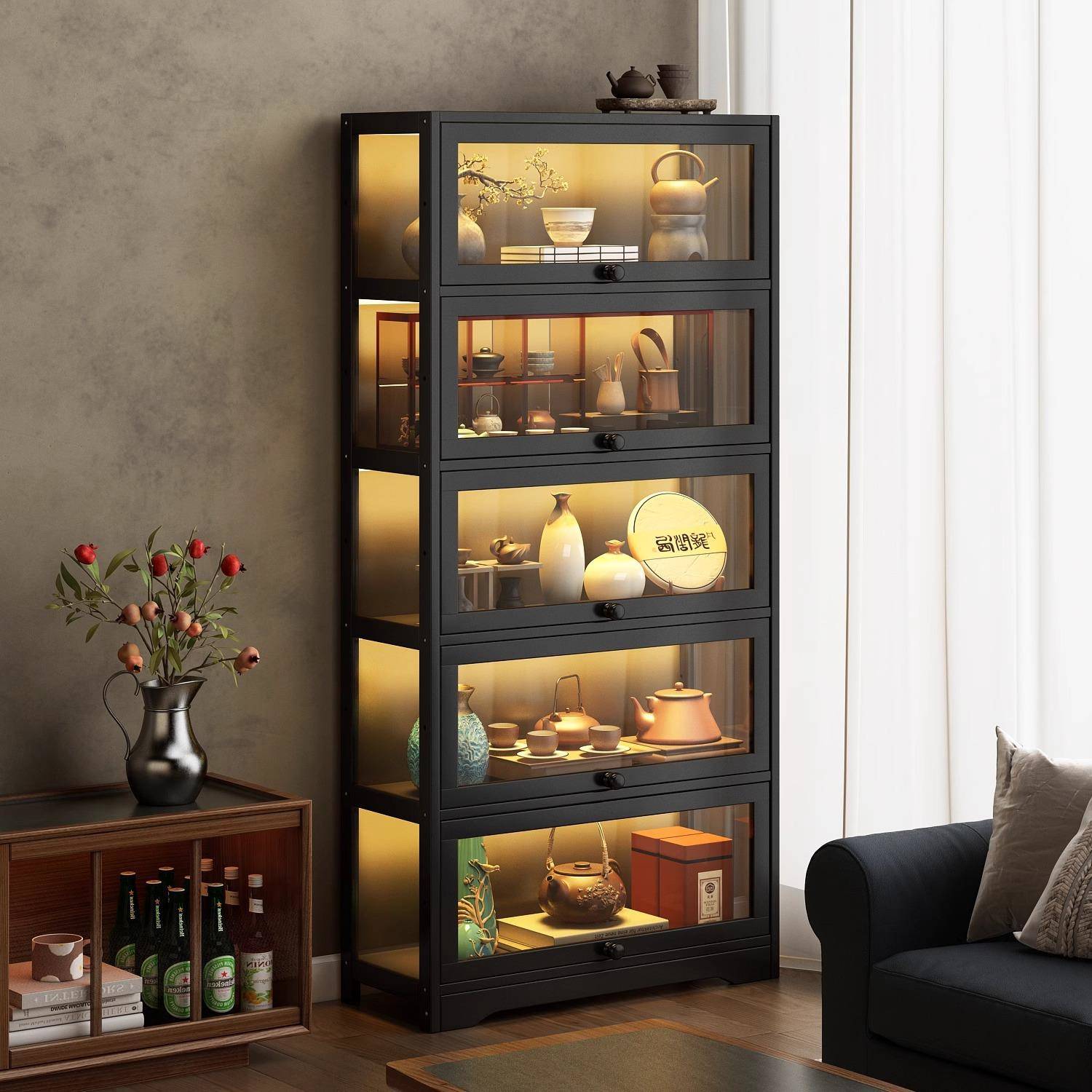 茶柜置物架非实木中式博古架叶无品牌/架茶新客厅高档防尘古董件