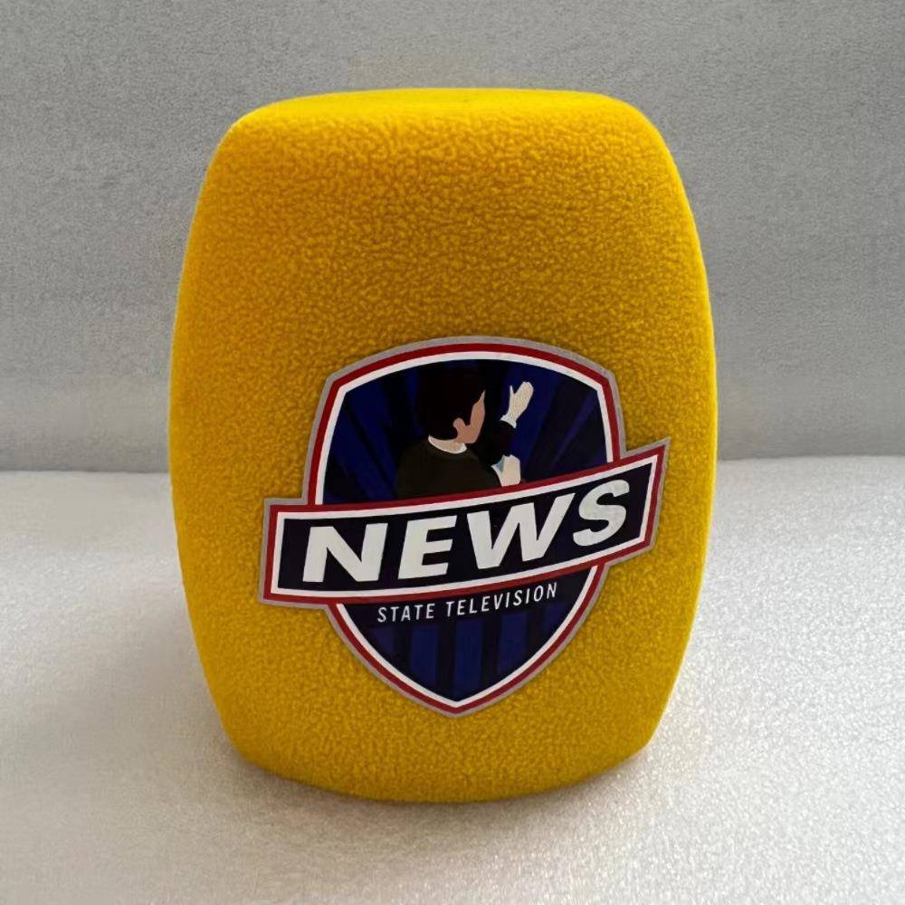 电视台采访专用加厚话筒套带绒台标GLO带台标LOGO麦O克风防风海绵