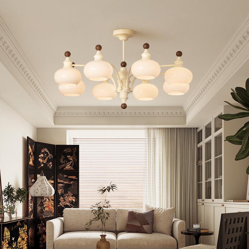 法式中887古柿子美式古客室厅吊灯餐厅卧灯书房间具复玻璃南洋风