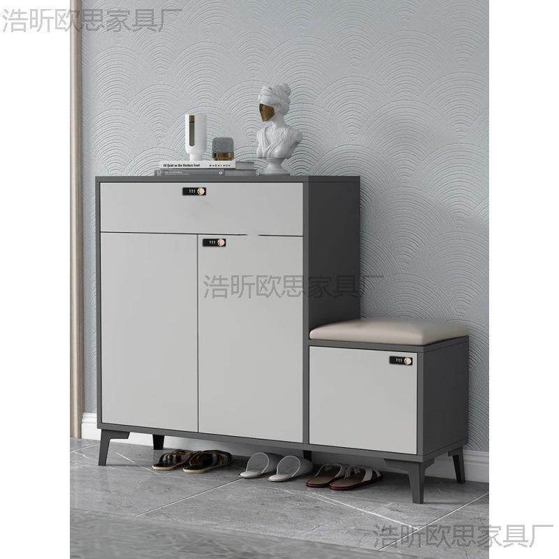 带锁鞋柜家用门口大容量门厅玄关柜收纳阳台储物入户进门一体柜子
