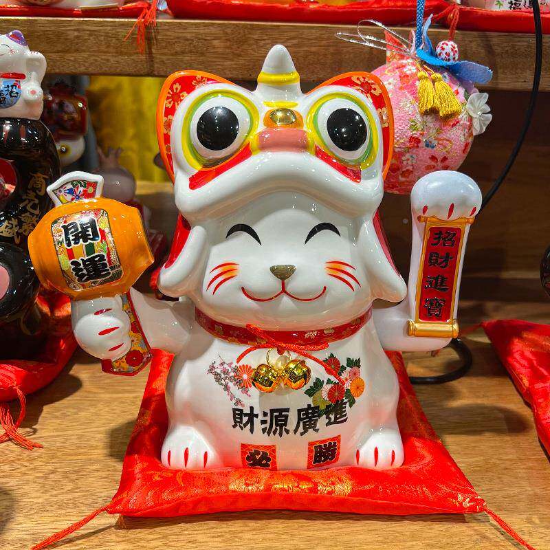 龙年新招款陶动瓷手舞龙摆件自招招财86921、8龙电动摇手财舞狮招