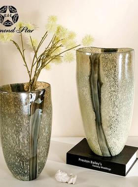 钻石星中式璃花件瓶玻高级黑色橘水纹复古22099插花器软感装摆花