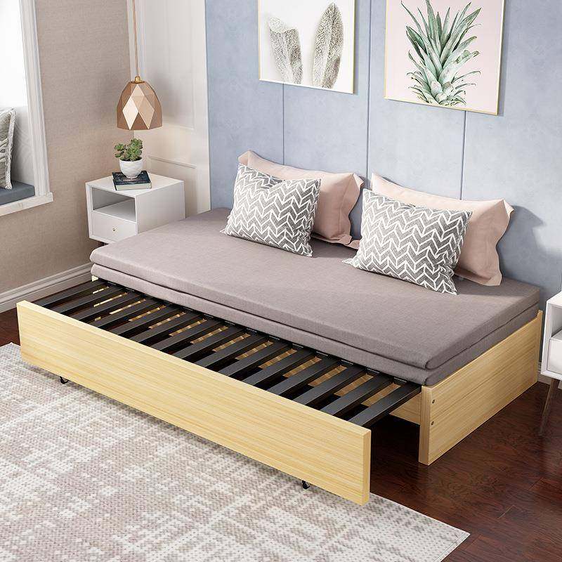 实木沙发床多功能卧榻小户型伸缩抽拉床1.床8OQB双人单人推拉坐榻