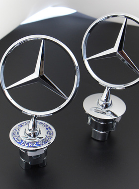 奔驰立标E300l引擎盖车标C200改装E260原厂C180黑色E机盖S标志C级