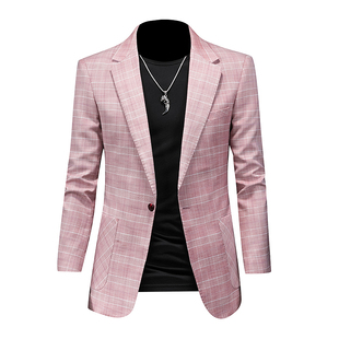胖子单西外套舞台表演服装 格子西服加肥加大码 小清新男士 2023秋款