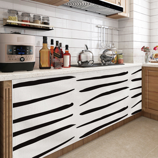 免打孔北欧简约厨房橱柜门帘遮挡帘布自粘式魔术贴遮丑帘防水防油