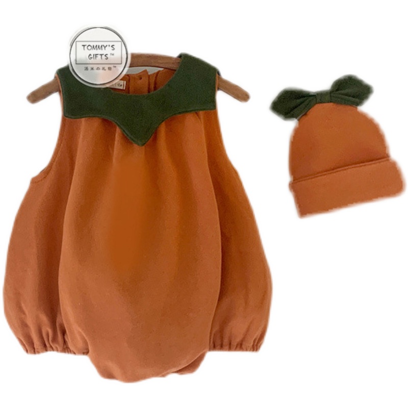 万圣节女婴儿秋装超萌男宝宝衣服连身可爱卡通抱婴袋包屁裤南瓜春