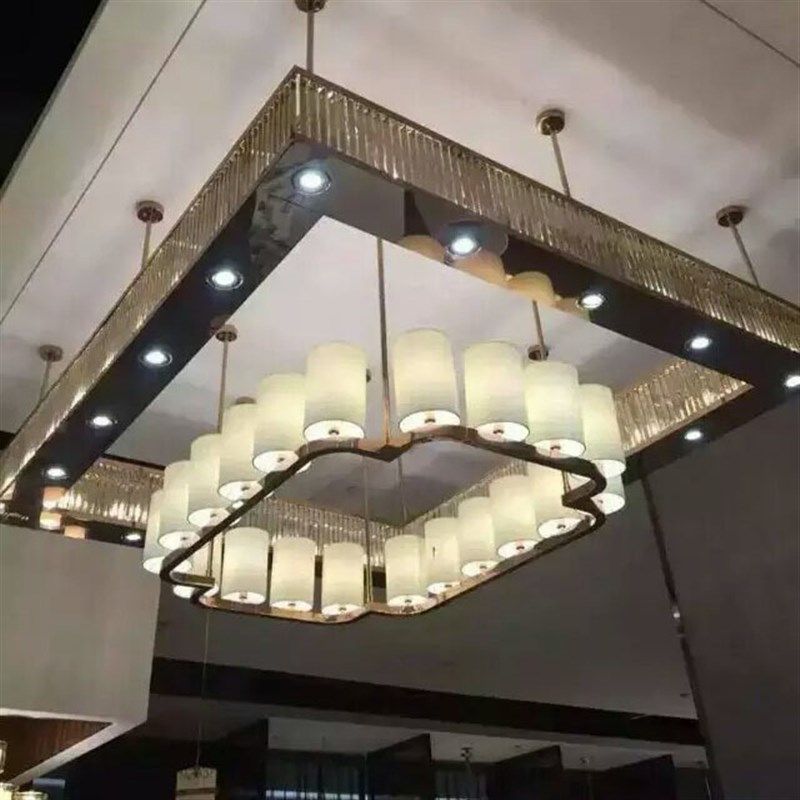 新中式吊灯方形酒店大厅餐厅大堂水晶灯会议室宴客厅前台创意吊灯,家装灯饰光源,客厅吊灯,淘宝优惠券,粉丝福利购,淘宝优惠卷