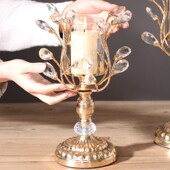 高级感轻奢金属水晶玻璃香薰蜡烛台家用北欧式 饰摆件 烛光晚餐桌装