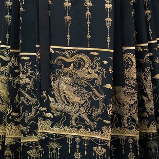 大码龙纹织金日常可穿马面裙一整套夏季上衣短袖汉服男中国风男款