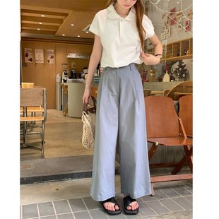 大码女装垂感直筒休闲裤胖妹妹mm梨形身材高腰宽松显瘦九分阔腿裤