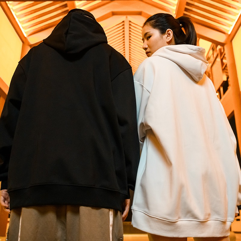 大码卫衣男连帽衫加肥加大宽松女简约加绒加厚空板打底情侣装衣服