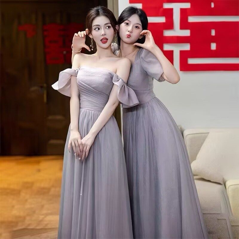 紫色伴娘服礼服2025新款高级感平时可穿姐妹团小个子绝美气质裙夏