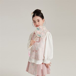 童装春装女童套装春秋2024新款儿童国风新中式汉服马甲衬衫马面裙