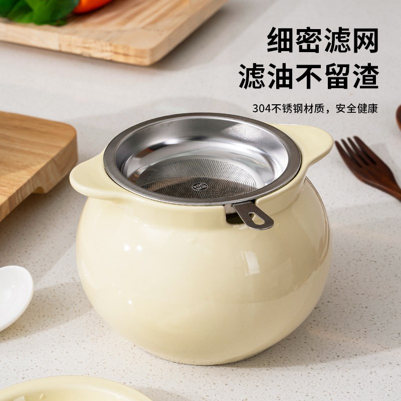 猪油罐家用陶瓷耐高温带盖装荤油的容器厨房调味罐辣椒油专用罐图片