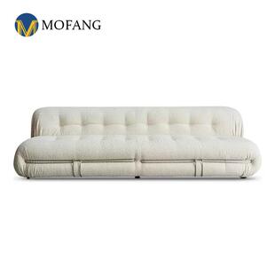 设计师灯芯绒中古风河马沙发椅小户型法式奶油风大钢牙沙发组合