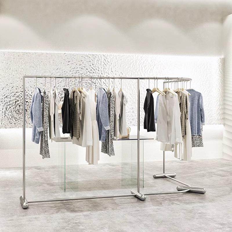 服装展示不锈钢落地式中岛衣帽架男女童装店挂衣架子收纳展示架