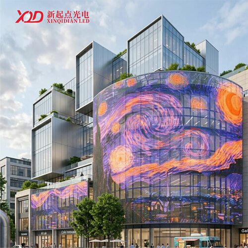 LED网格屏柔性透明异形幕墙天花像素广告显示屏T20双灯P50网格屏