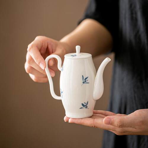 纯手绘蝴蝶兰花陶瓷茶壶套装家用茶壶冲茶器带过滤泡茶壶送礼