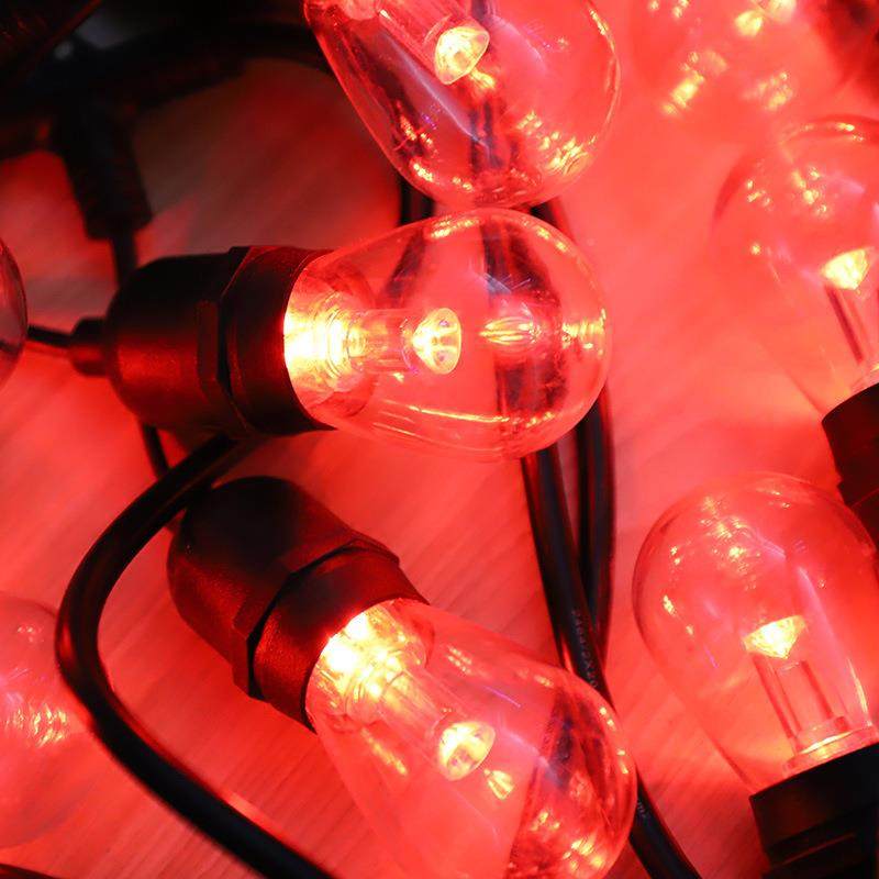 S14灯泡户串外防水庭院装饰RB七彩跑灯节日复古E2G7灯头彩色S14马