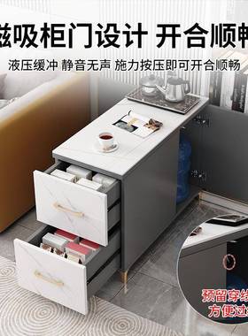 沙带发边柜边柜轻奢岩板动边几可移轮茶水柜客厅侧小茶桌置物WOX