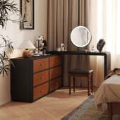 古风梳柜妆台斗实木妆室桌收纳一体VAT代卧现简约化妆意式 轻奢网