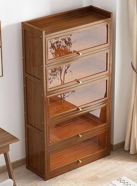 能落NWW书架多功学生家用书本翻盖式多层纳收柜封闭非实木地防尘