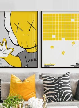 版潮流创意卡通黄色aws装饰k画小众个性挂画厅卧室88195工客作室