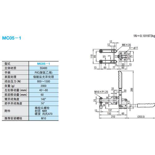 夹-快速双夹MC05-1具米思米头肘夹MC051