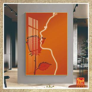 现代简暖色292光影约人物象客厅头床书房挂画极简抽壁画轻奢