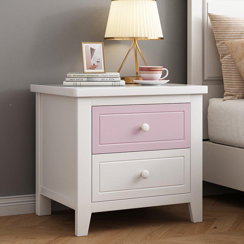 床头美式柜简约代实木收纳柜物小现型柜儿童家用卧室储整装白色床