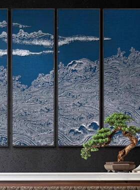 玄关画茶室高档浮色雕红WRW壁餐厅酒店书房中堂新中式多联装客饰