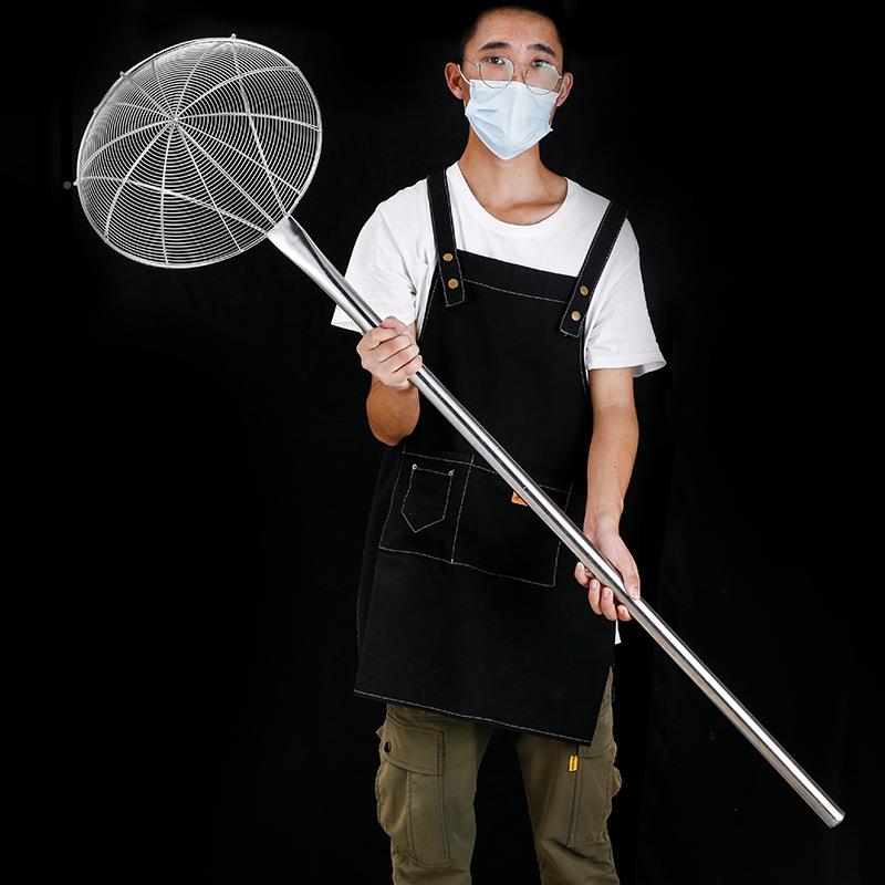 不锈钢长大勺大笊篱加厚用柄线774漏油炸捞网炸篱漏商超大号过滤