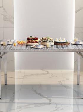 304不锈摊钢圆角方IHT桌特厚折叠桌饭店大排吃流水席摆家用饭档方