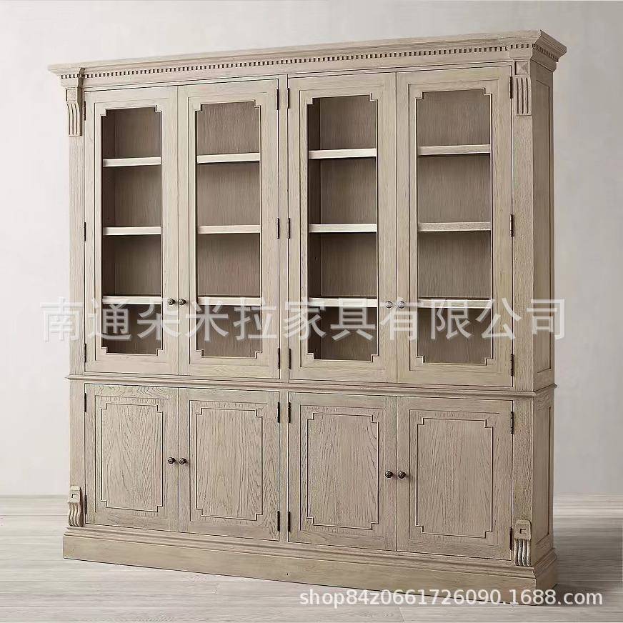 美靠式复古轻式奢一体墙轻大书柜法式PWU奢简约储物餐边柜酒柜