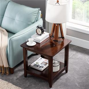 实头木小茶几客厅沙发边几小角几简约边柜角柜美式 方方桌EWA正形