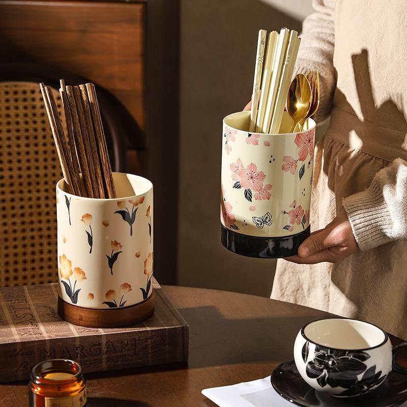 ⊙法式筷子纳家收用厨房台面筷子筒瓷沥水防霉陶Fh($px}$盒筷子篓,餐饮具,餐具笼/架,淘宝优惠券,粉丝福利购,淘宝优惠卷