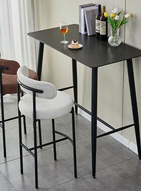 椅北欧轻奢吧台家用高凳靠背吧凳现代简F-39吧椅约脚酒吧前台高铁