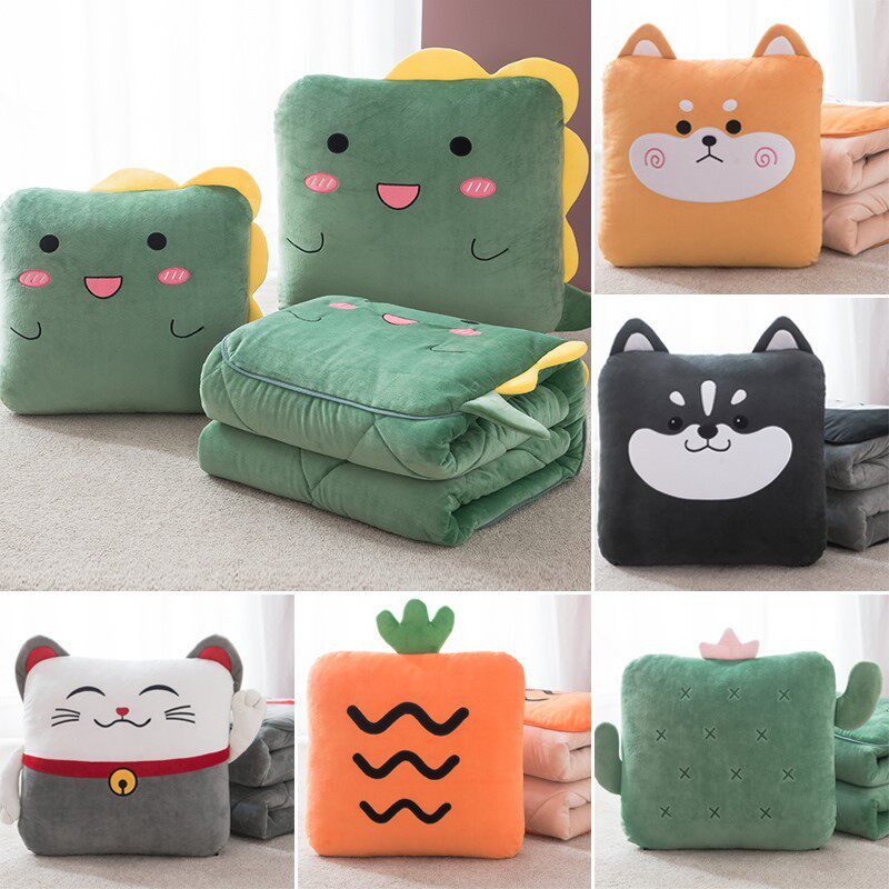 抱枕被子两用办公室加厚午睡空调毯子枕头被二合一汽车载靠0917x