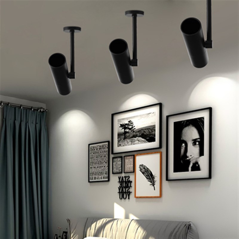 LED射灯COB轨道灯服装店展厅背景墙黑白导轨3W5W7W10W12W瓦明装