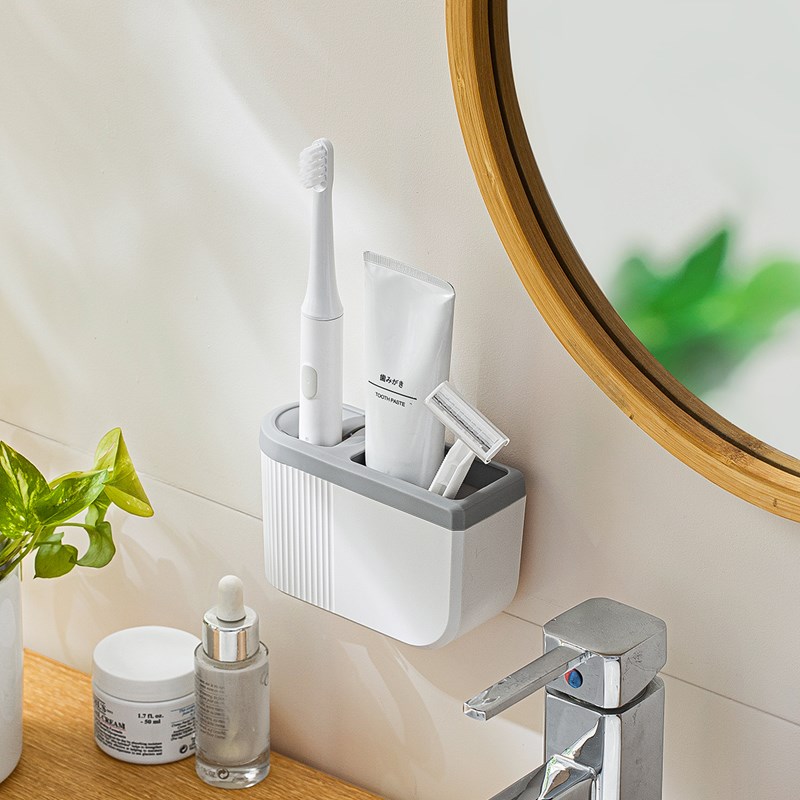 电动牙刷架免打孔壁挂式洗漱用品收纳置物架家庭情侣牙膏牙刷架子