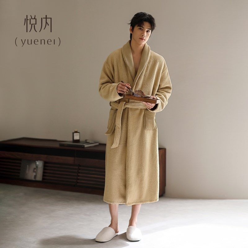 悦内睡袍男士睡衣秋冬季冬款珊瑚绒加绒加厚法兰绒长款浴袍家居服,女士内衣/男士内衣/家居服,睡袍/浴袍,淘宝优惠券,粉丝福利购,淘宝优惠卷