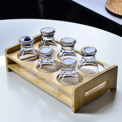 蓝山白酒杯带刻度烈酒杯套装家用小酒一口杯加厚玻璃杯一两杯品鉴