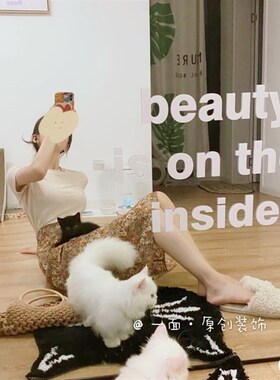 内在美简约英文黑白色镜子贴服装皮肤管理店铺玻璃背景墙装饰包邮